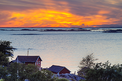 Solnedgång över Kökarsfjärden i september